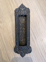 Antique Victorian Cast Iron Letterbox Original Front Door Post Slot c.1890–1910