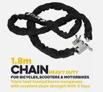 1.8m Security Motorbike Motorcycle  Bicycle Heavy Duty Chain Lock Metal Padlock