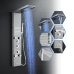 Thermostatic Shower Panel Tower System with LED Lights - Stainless Steel