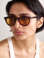 Tom Ford FT1325 ICON ROUND Sunglasses Dark Tortoise Amber Brown Lens 47-23-145