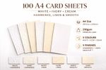 100 Sheets A4 Card 250gsm-White Ivory Cream Smooth Linen Hammered Craft Wedding