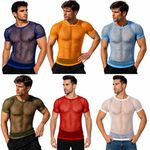 CRYSTAL MENS STRING MESH  RASTA COTTON MESH FISHNET SHORT SLEEVE T-SHIRT TOP NEW