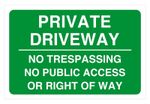 Private Driveway No Trespassing No Public Access Or Right Of Way Safety Sign