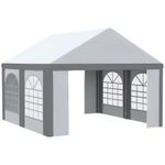 4 x 4m Galvanised Party Tent Marquee Gazebo Sides Four Windows Double White Grey