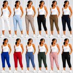 Ladies 3/4 Shorts Crops Womens Pedal Pushers Capri Pants Stretch Trousers UK NEW