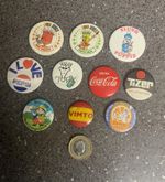 Vintage Soft Drinks Tin Pin Badges X 10 Different 1960s 70s Uk Only.