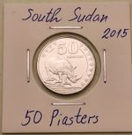South Sudan coin, 50 Piasters, 2015  Excellent Condition 