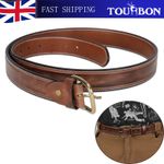 TOURBON Leather Belt for Men, 40.5-48.8″ Casual & Work Belt for Jeans Brown UK