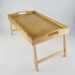 Wooden Breakfast Food Serving Lap Tray With Folding Legs For Bed in Brown Color.