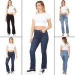 Enzo Womens Jeans Bootcut Stretch Denim Ladies Mid Rise Regular Fit Trousers 