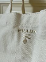 Pre Owned Prada L’Homme fragrance line Canvas Bag cream white 