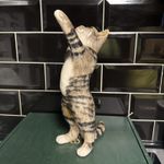  signed Winstanley Cat Size 5 Glass Eyes tabby stripe standing on his back legs 