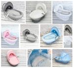 Luxury Moses Basket Wicker with Padded Dimple Soft Baby Bedding Set and Mattress