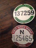 PAIR OF LONDON AREA PSV BADGES DRIVER & CONDUCTOR