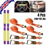 4*Heavy Duty Ratchet Recovery Straps Car Trailer Tie down Alloy Wheel Belt 5 Ton