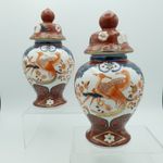 Chinese Qianlong Jars Hand-Painted Pair With Lids Famille Porcelain Peacocks