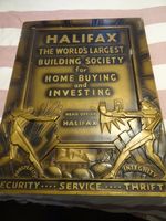HALIFAX BUILDING SOCIETY ART DECO WALL PLAQUE, PAINTED PLASTER. SEE PHOTOS