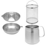 Oil Filter Pot with Strainer Frying Basket Stainless Steel Oil Strainer Pot