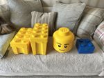 LEGO Large Head Storage Container Yellow Big Box & Brick Containers X 4
