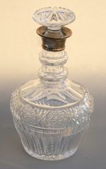 Fine English CUT CRYSTAL Decanter w SILVER Collar Jubilee Hallmark London 1935