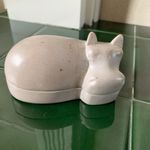 Hippopotamus Vintage Soapstone Cream Sleeping Hippo Hand Carved Trinket Box 