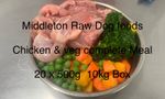 Dog Food Frozen Chicken & veg complete meal 20x500g Chub 10kg box BARF RAW DIET