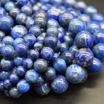 Lapis Lazuli (with Calcite) Round Beads 4 6 8 10 12mm, 14", for Jewellery Making