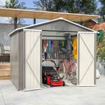 Garden Shed Apex Roof 8X6FT Metal With Free Foundation Base Storage House Grey