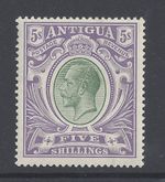 ANTIGUA GV 1913  5s. GREY-GREEN AND VIOLET  MINT NEVER HINGED  SG 51