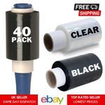 40 Rolls 100mm x 150m Clear & Black Mini Hand Pallet Wrap Film Stretch Wrap