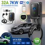 32A 7KW WiFi/RFID EV Charger Type 2 Electric Car Charging Station With 5M Cable