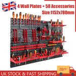 WALL MOUNTED TOOL PEG BOARD SET GARAGE STORAGE BINS WORKSHOP RACK SHED ORGANISER