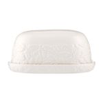 Ceramic Butter Dish with Domed Lid Cream Glaze Acorn Butter Keeper Storage Tray