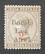 BRITISH EAST AFRICA 1895 SUPERB 2 1/2d on 1 1/2a Never Hinged Mint. €150++.