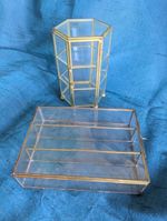 Vintage Curio Cabinets Made of Brass and Glass, Display Cabinet Wall hanging