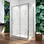 Sliding Door Shower Enclosure Walk In Wet Room 8 mm Easy Clean Glass Stone Tray