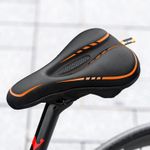 WEST BIKING Soft Padded Comfort Bicycle Silicone Seat Saddle Cover Black Orange