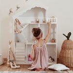 Large Dollhouse Toy White Wooden Bookshelf Bookcase Storage Shelf Kids Best Gift