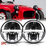 For Caterham Seven Pair 5 3/4" 5.75" Inch Black LED Headlights High Low Beam DRL