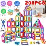 200Pcs Kids Magnetic Building Blocks Magnetic Tiles Educational Construction Toy