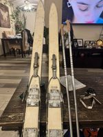 FLEX Swiss Made Vintage Skis with Bindings, White Silver, Serial 17505 17506