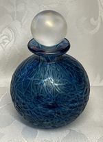 Isle of Wight glass Perfume bottle with stopper . Textured finish. Black Label.