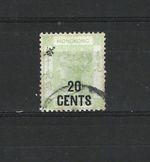 HONG KONG 1891 SG 45, 20c ON 30c Green USED