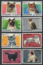 Fujeira CATS CTO Cancelled Complete Set of 8 Different