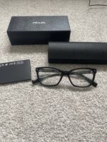 Prada VPR 15Z Eyeglasses Black Square Frames 53-16-145 Made in Italy Case+Box