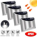 4 PACK STAINLESS STEEL SECURITY SOLAR WALL LIGHTS OUTDOOR FENCE POST STEP LIGHTS