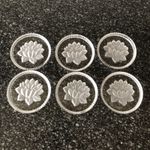 Vintage West German Lead Crystal Coasters Embossed Lotus Flower Design Set Of 6