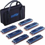 EASTTOP Harmonica Set of 7 10Holes harp Mouth Organ Blues Diatonic Harmonica Set