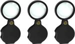 3PCS Pocket Magnifying Glass Set 10X 20X 32X Mini Handheld Reading Magnifiers
