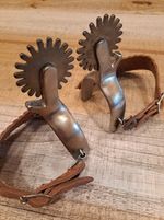 Vintage Colorado Saddlery Co Cowboy Spurs & Tooled Leather Straps STAMPED SET
